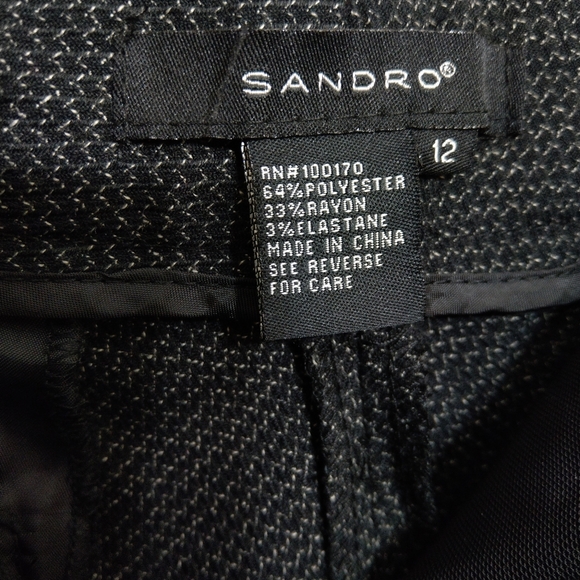 Sandro Front Pocket Winter Wide Leg Pants 12 - Picture 6 of 9